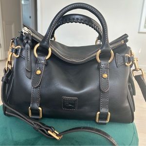 Dooney & Bourke Black Satchel with Gold Accents